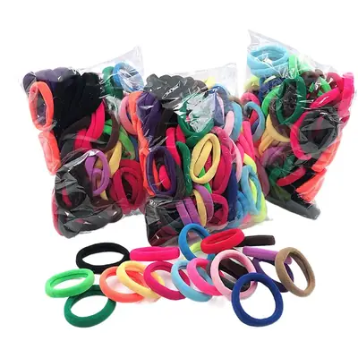Colorful 100 Root Towel Hair Rings Rubber Strap
