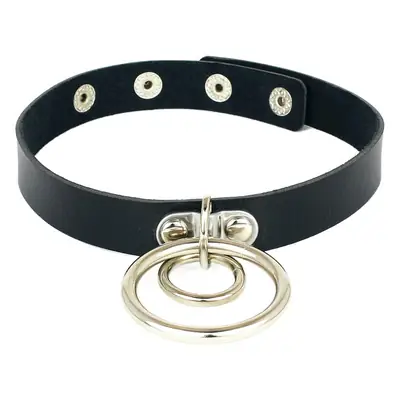 Double Ring Leather Choker for Women European American Fashion