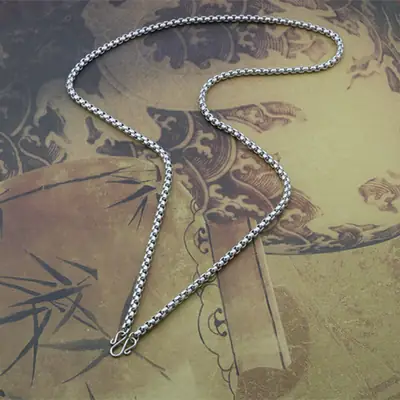 Stainless Steel Square Chain Pendant Necklace for Men Women