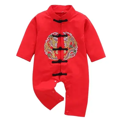 Baby Chinese Style Romper Red 1M-1Yr Old