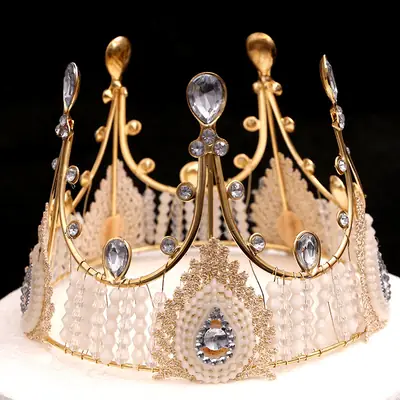 Gold Crystal Bridal Crown for Baking & Birthday Decor