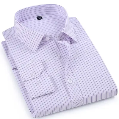 Men's Lavender Long Sleeve Cotton Shirt Loose Fit