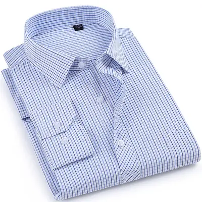 Men Lavender Striped Cotton Long Sleeve Shirt 742#