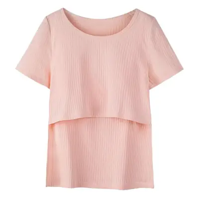 Pregnant Women's Green Ribbed T-Shirt with Back Wrap