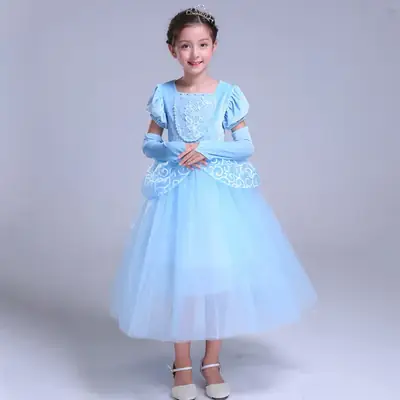 Light Blue Cinderella Dress for Girls with Tulle Skirt