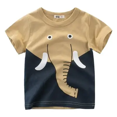 Kids Elephant Print Cotton T-Shirt Light Blue