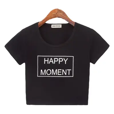 Women Happy Moment Cotton T-Shirt Short Sleeve