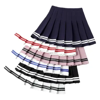 White Pleated Elastic Waist Skirt for Women