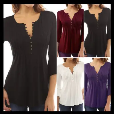 Women Trumpet Sleeve Pleated T-Shirt Large Size