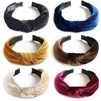 Black Velvet Knot Headband for Women