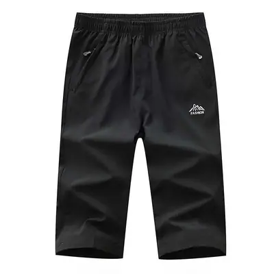 Men Black Capri Pants Stretchable Slim Fit