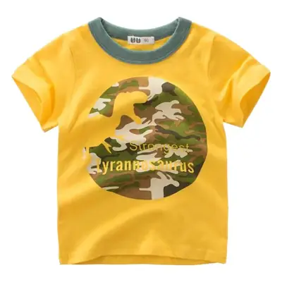 2024 Kids Short Sleeve T-Shirt Gray Dinosaur Print