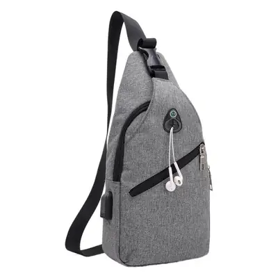 Black Men's USB Oxford Shoulder Bag