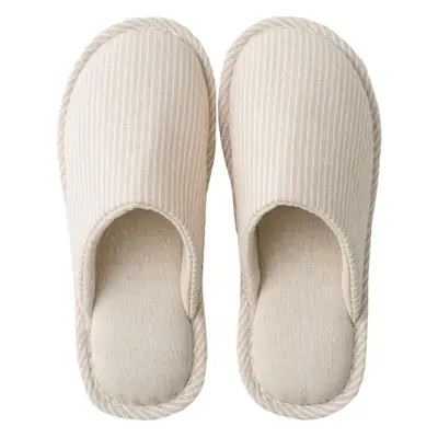 Four Seasons Home Indoor Men's and Women's Couple Cotton Slippers Striped Cotton Linen Breathable Soft Bottom Spring and Summer Japanese and Korean Wooden Floor Slippers