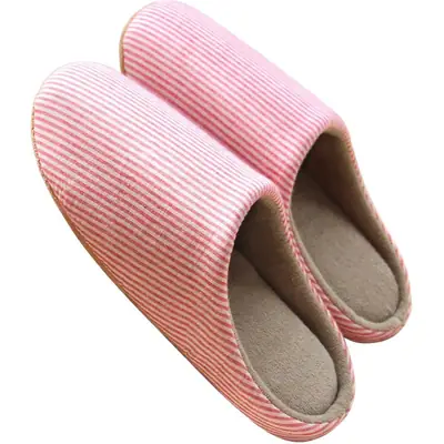 Four Seasons indoor floor cotton slippers men and women machine wash cloth bottom mute Japanese style cotton slippers spring and summer soft bottom