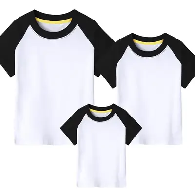2025 Family Raglan T-Shirts White Blue Short Sleeve Wholesale