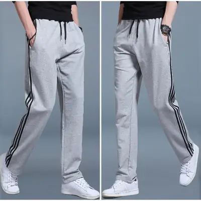 New Men's Black Sports Pants with Neon Stripes Large