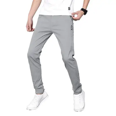 2024 Men's Black Straight Fit Stretch Pants