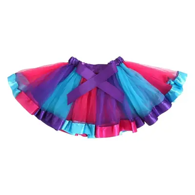 Rainbow Puffy Tutu Skirt for Girls Half Length Pleated