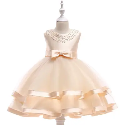 Pink Hand-Beaded Princess Dress for Girls