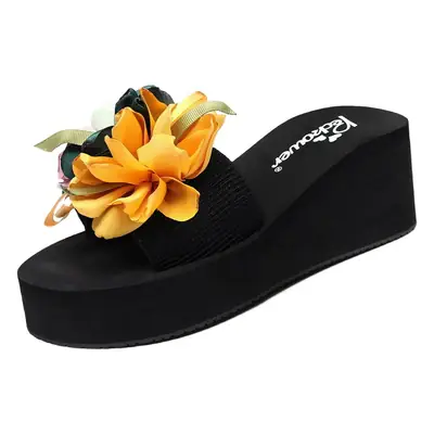 Shining 6cm Flip-Flops Women's Summer Fashion Outer Wear Thick-Soled Non-Slip Holiday Seaside Women's Beach Slippers