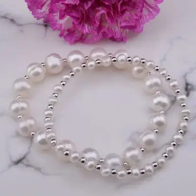 Elasticized Pearl Bracelet for Women 4-8mm