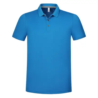 Blue Lapel Polo Shirt for Men Summer Linen Cotton