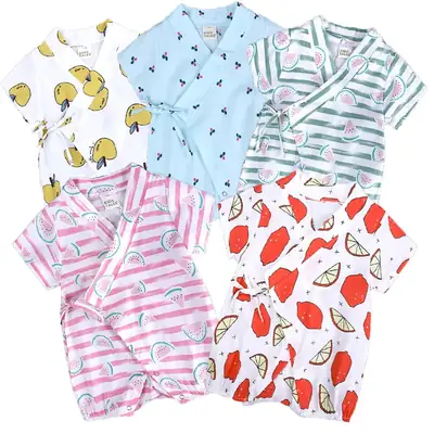 Baby Fruit Print Jumpsuit Light Blue Newborn