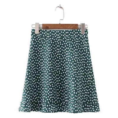 Mini Floral Ruffle Hem Skirt Red White High Waist