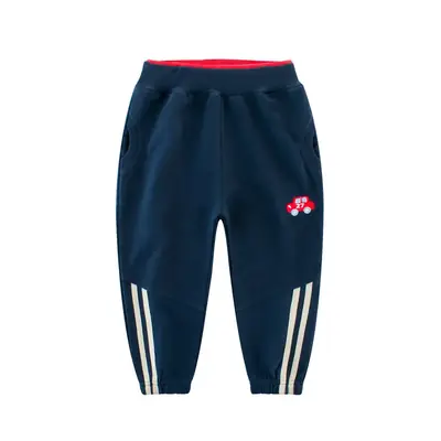 Boys' Navy Blue Car Embroidery Sports Pants 2024