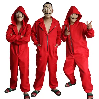 Halloween Clown Mask with Dali Jumpsuit Costume
