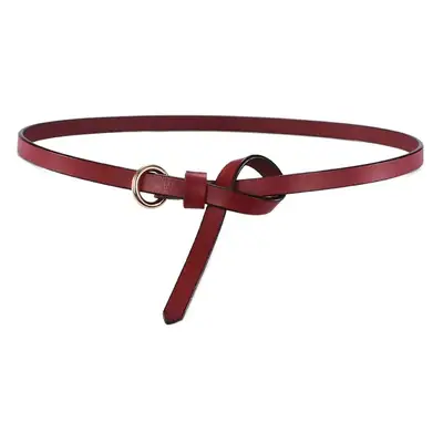 Women's Brown Leather Knot Belt Thin Retro Casual