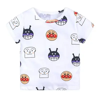 Cute Cartoon Printed Cotton T-Shirt for Boys Girls White