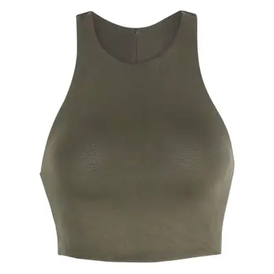 Women Hottie Slim Fit Navel Baring Vest Olive Green