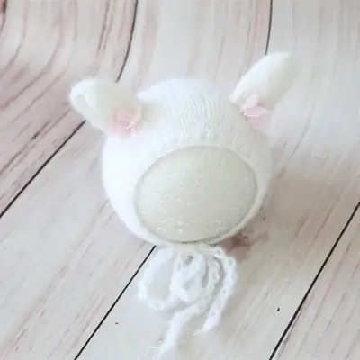 White Bunny Crochet Hat for Baby Photography Props