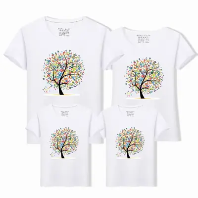 Family of Three Cotton Tree Print T-Shirts Mint Green