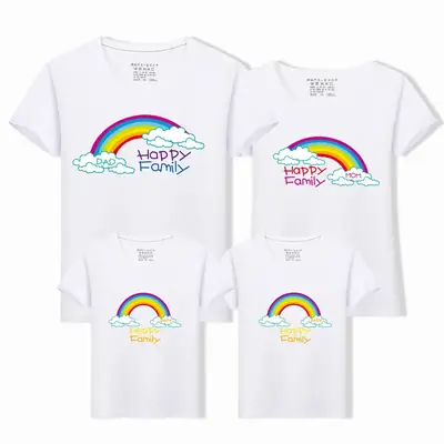 In-laws Family T-Shirt Set Orange Rainbow Cotton