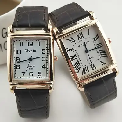Square Roman Numeral Quartz Watch for Men Women