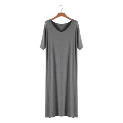 Women's V-Neck Long Grey Modal T-Shirt