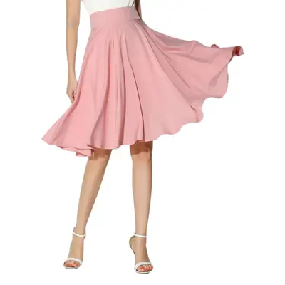 Pink High Waist Ski Retro Mid-Length Skirt