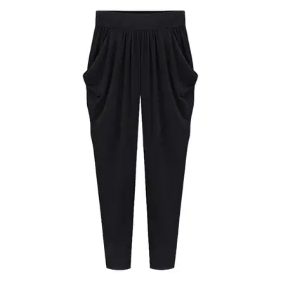 Women's Black Slimming Harlan Pants Plus Size Ice Silk
