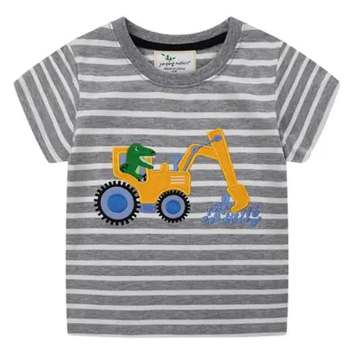 Jumping Heels Boys Striped T-Shirt Grey