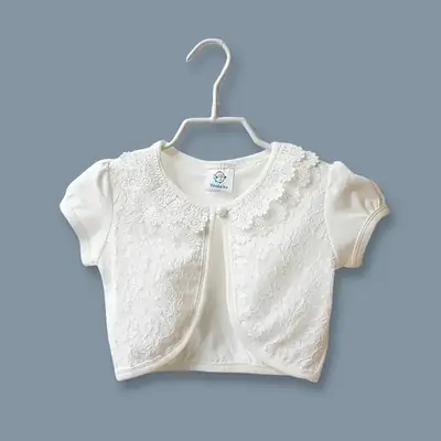 Pink Lace Short-Sleeved Sun-Protective Cardigan for Girls