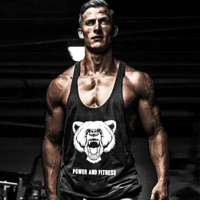Men's Power & Fitness Bear Graphic Camisole