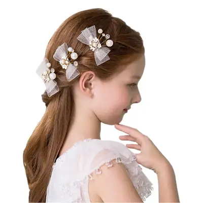 Girls Princess Hair Bow Crown Wreath Set