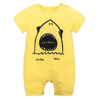 Yellow Shark Print Baby Onesie Full Month Romper