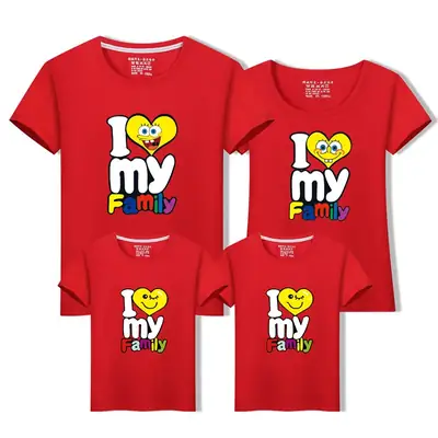 Parent-child Family T-shirts Pure Cotton Yellow
