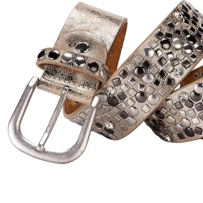 New Women's Belt Korean Fashion Rivet Inlaid Dress Pants Decorative Belt Fashion Casual Trend