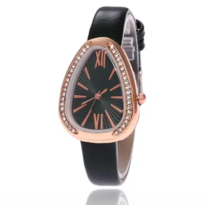 Women's Blue Rose Gold Snake Head Watch with Crystal Band