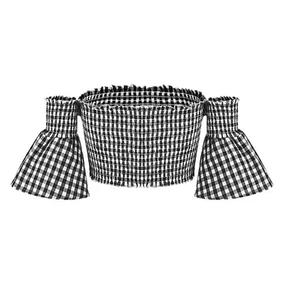 2023 Summer Off-Shoulder Plaid Tube Top Women Black White